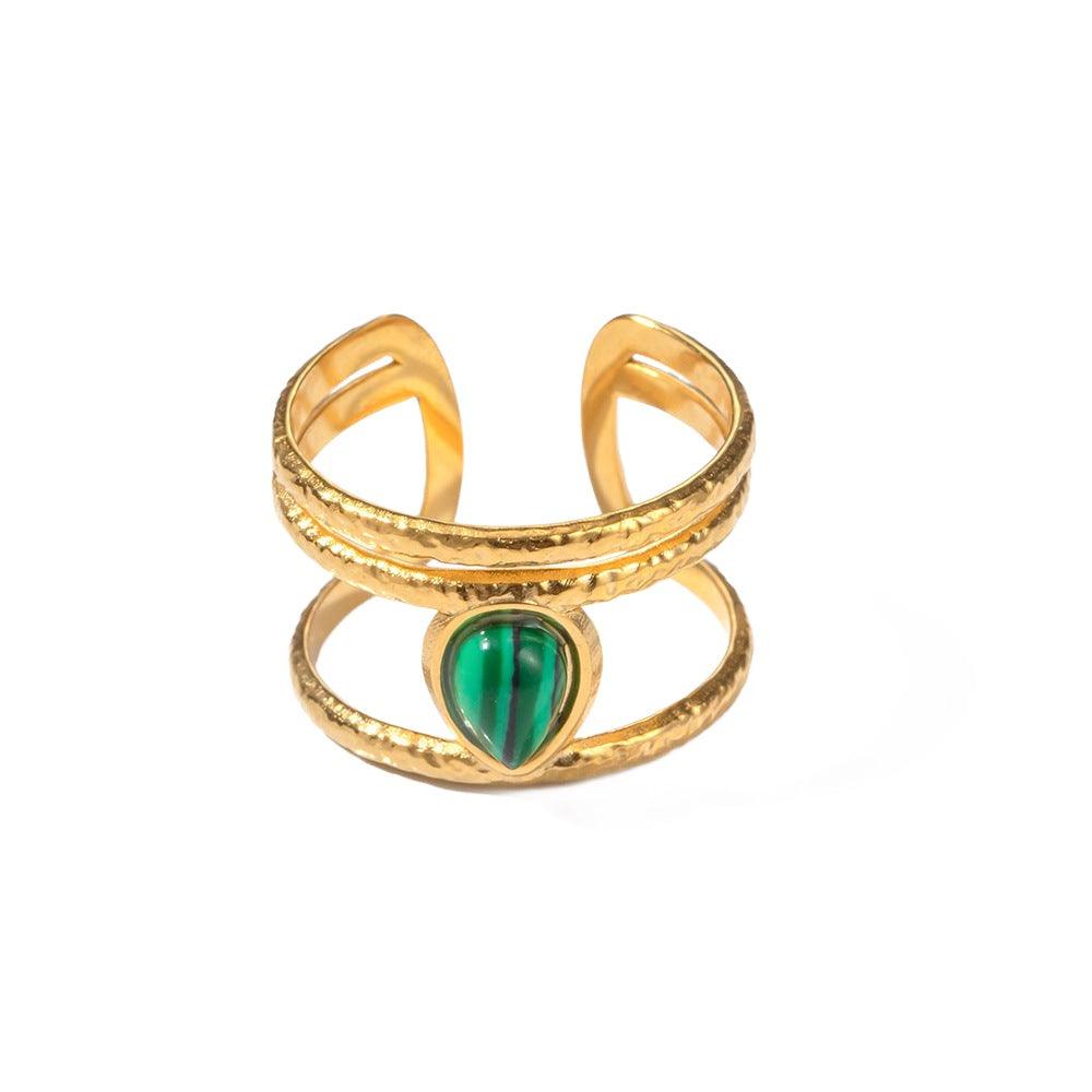 Gold & Green Ring - Eliza Jewellery