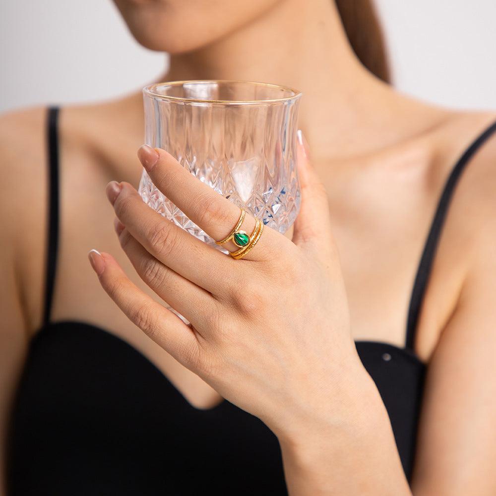 Gold & Green Ring - Eliza Jewellery